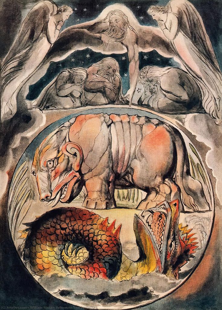 Behemoth y Leviatán, por William Blake