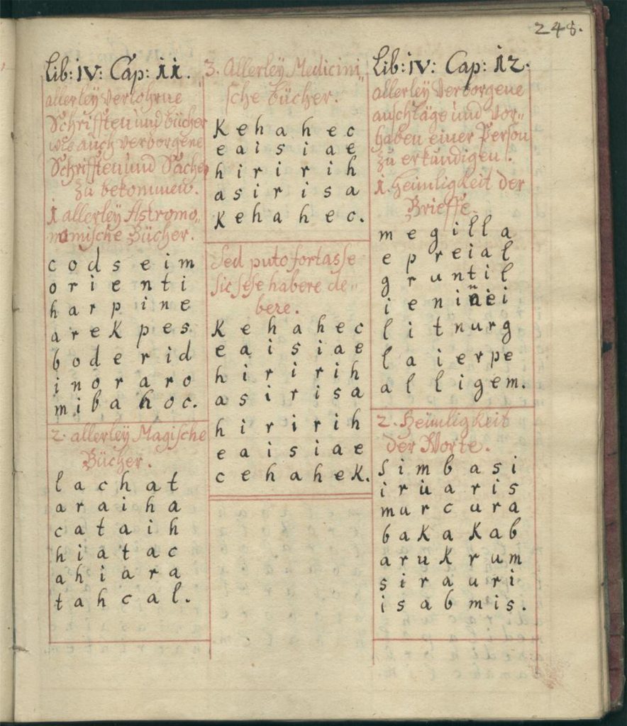 Cuadrados mágicos completos, en un manuscrito del Libro de Abramelín del 1700.